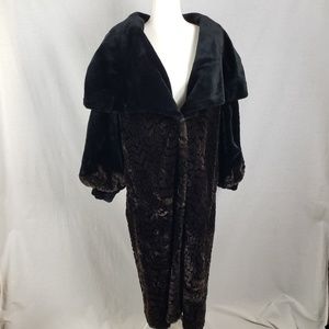Gorgeous, Snuggly-Warm, Vintage Faux Fur Blk w/ Brown/Taupe Sheen Size M-L